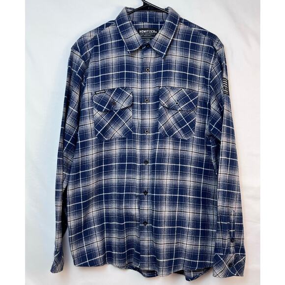 Howitzer Men's Size Large Blue Plaid Long Sleeve Button Up Flannel Shirt - Picture 1 of 7